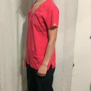 Melon Pink Activate Scrub Top by Med Couture